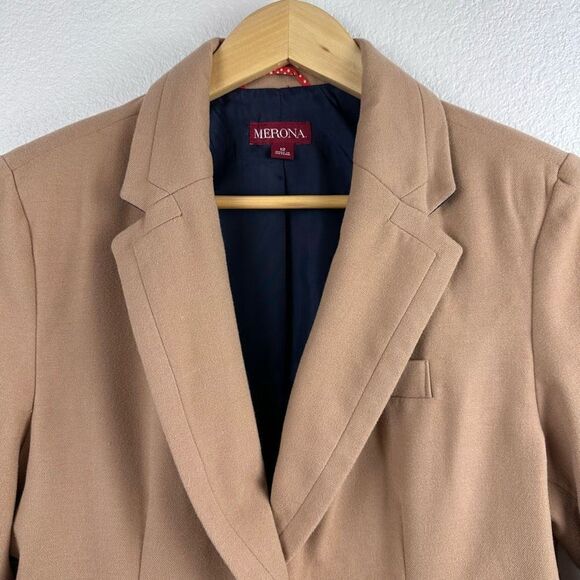 Merona Womens Brown 2 Button Pocket Lined Long Sleeve Blazer‎ Coat Size 12 - Picture 3 of 9
